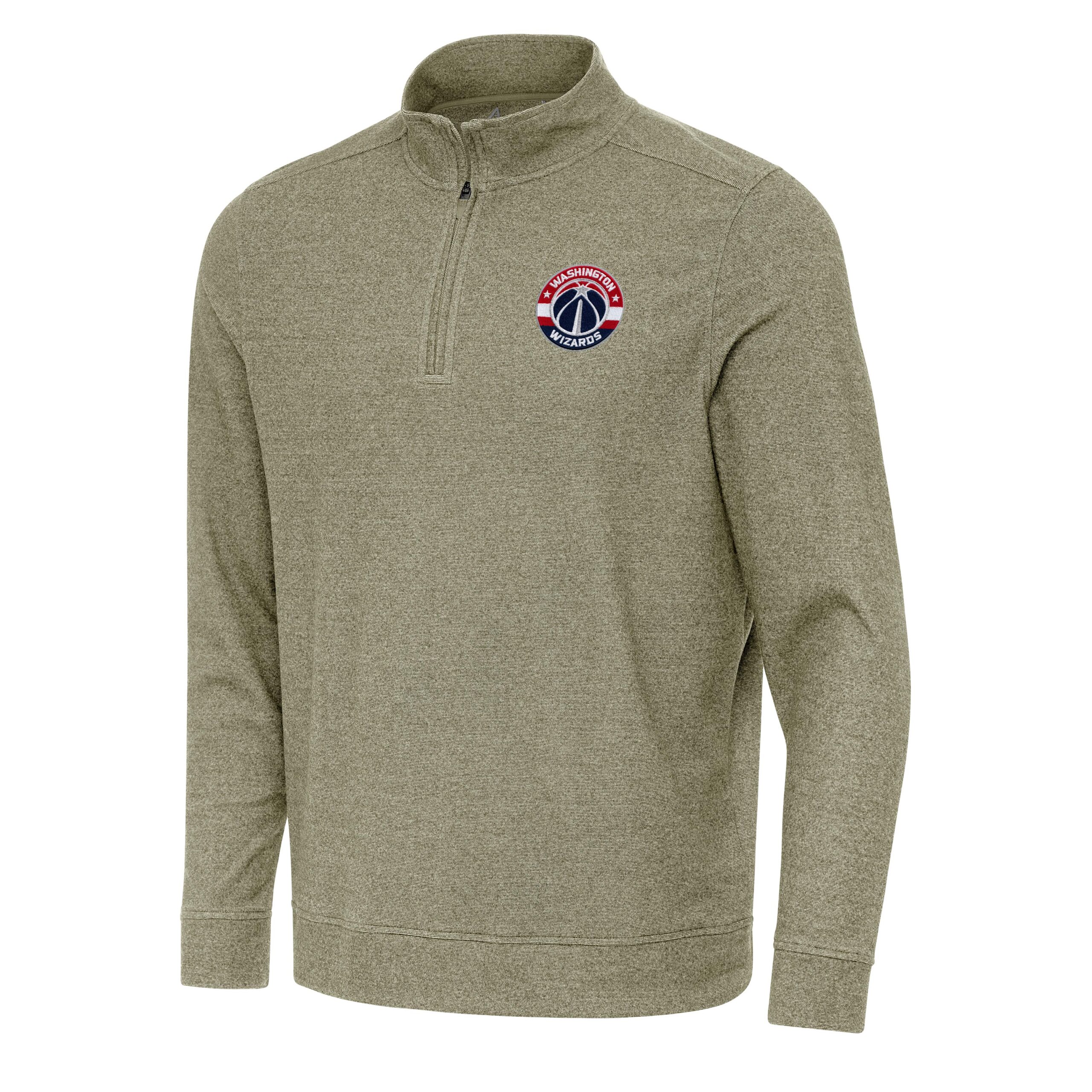 Men's Antigua Olive Washington Wizards Subtle Quarter-Zip Sweatshirt