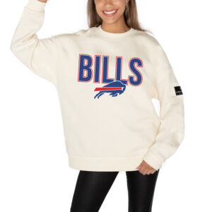 Women's Gameday Couture  Cream Buffalo Bills Premium Fleece Drop Shoulder Pullover Sweatshirt