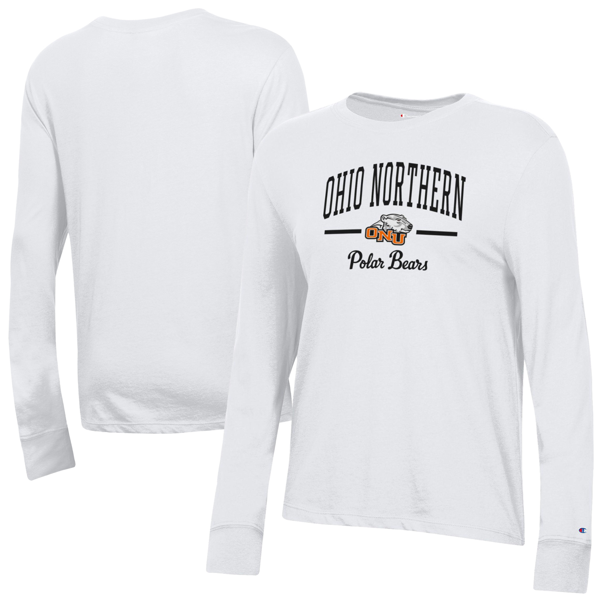 Women's Champion White Ohio Northern Polar Bears Core Long Sleeve T-Shirt