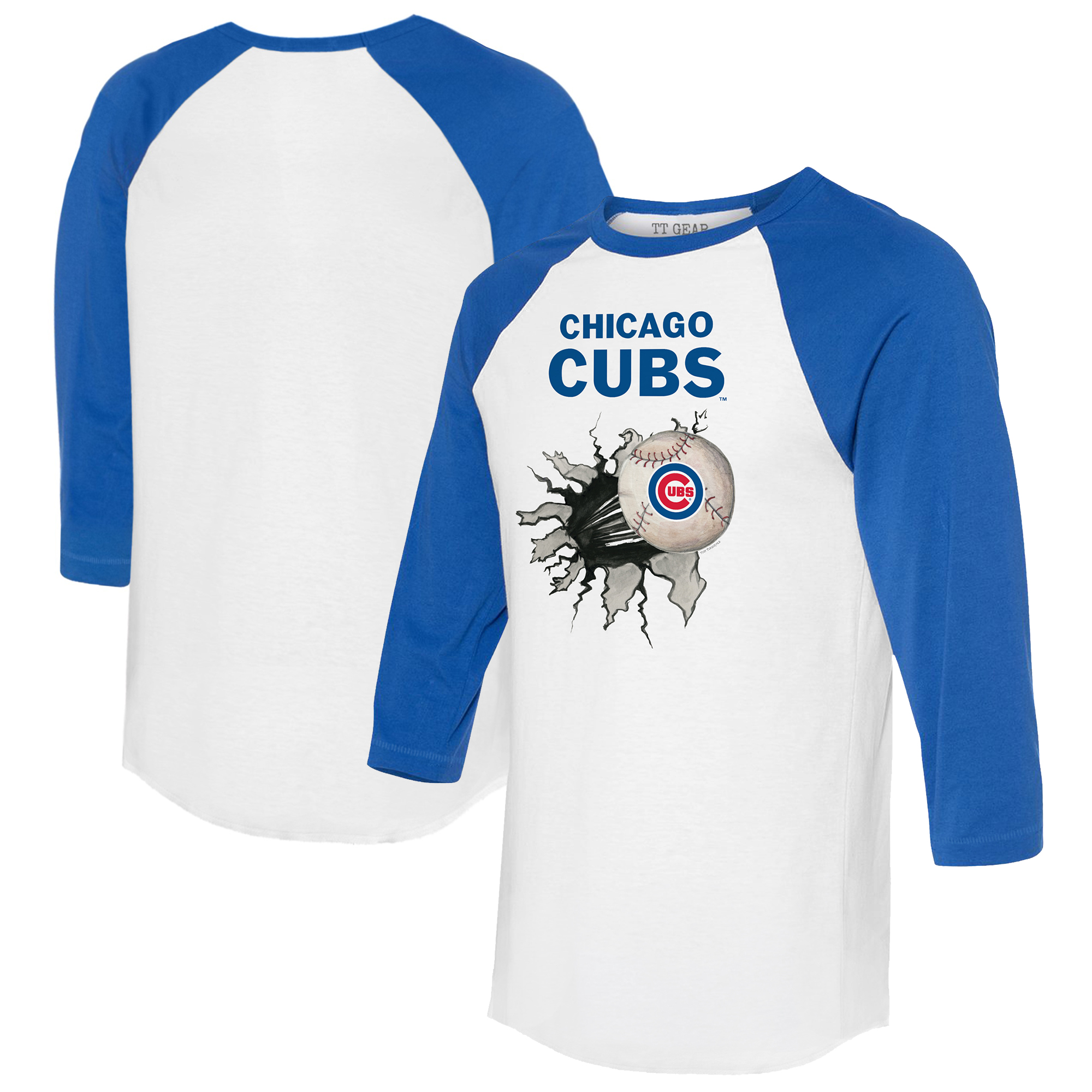 Youth Tiny Turnip White/Black Chicago White Sox Butterfly Glove 3/4-Sleeve Raglan T-Shirt - Image 2