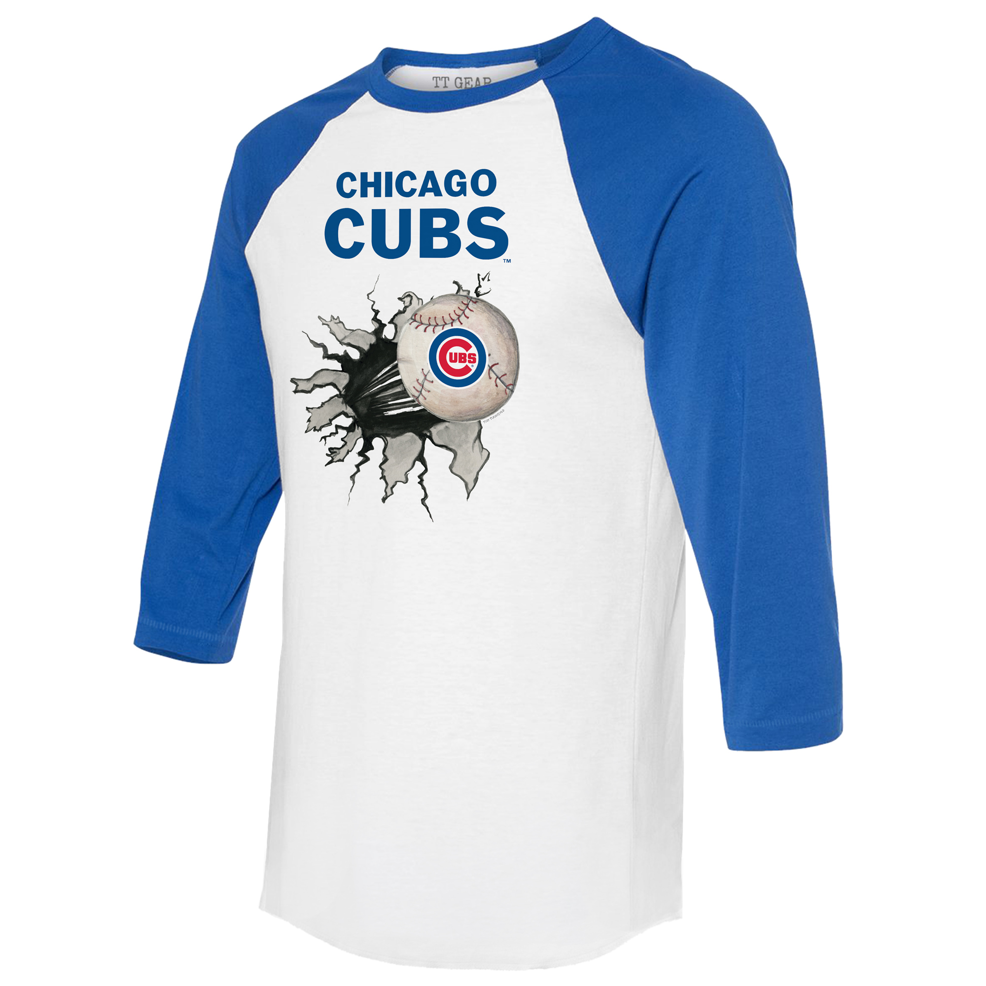 Youth Tiny Turnip White/Black Chicago White Sox Butterfly Glove 3/4-Sleeve Raglan T-Shirt - Image 3
