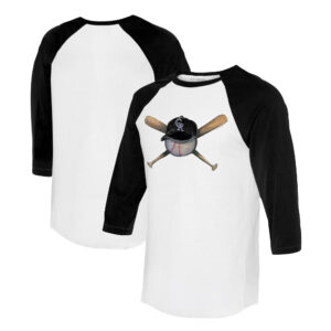 Women's Tiny Turnip White/Black Colorado Rockies Hat Crossbats 3/4-Sleeve Raglan T-Shirt