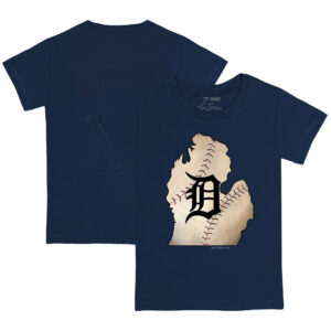 Infant Tiny Turnip Navy Detroit Tigers State Outline T-Shirt