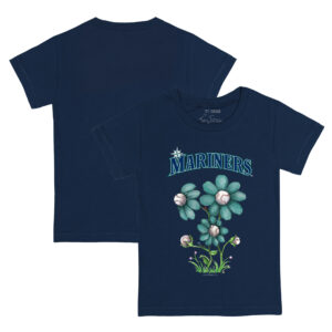 Toddler Tiny Turnip Navy Seattle Mariners Blooming Baseballs T-Shirt