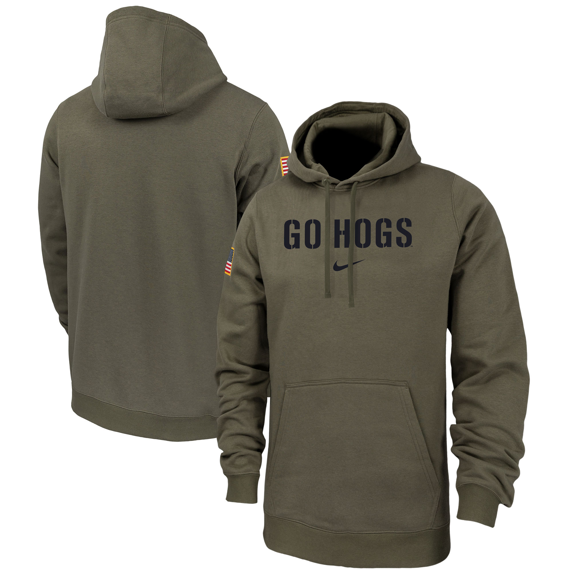 Men's Nike Olive Arkansas Razorbacks Military Pack Club Fleece Pullover Hoodie