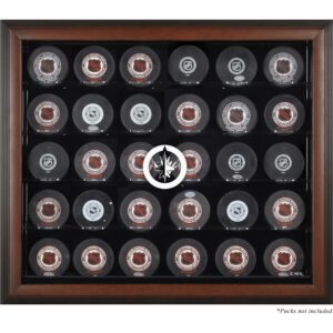 Winnipeg Jets Brown Framed 30 Hockey Puck Logo Display Case