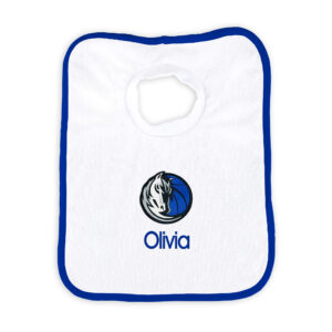 Newborn & Infant White Dallas Mavericks Personalized Bib