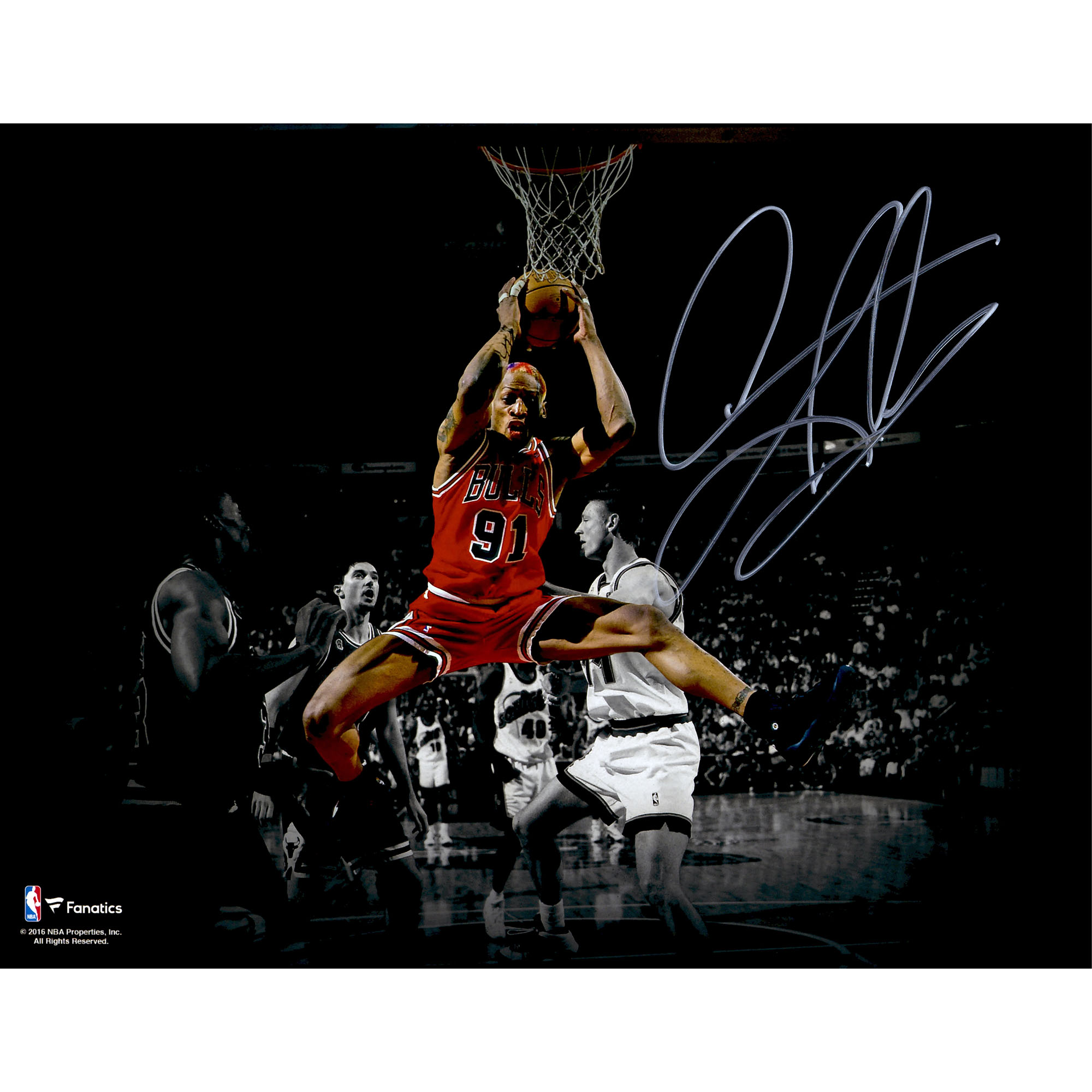 Dennis Rodman Chicago Bulls Autographed 11" x 14" Spotlight Rebound Photograph