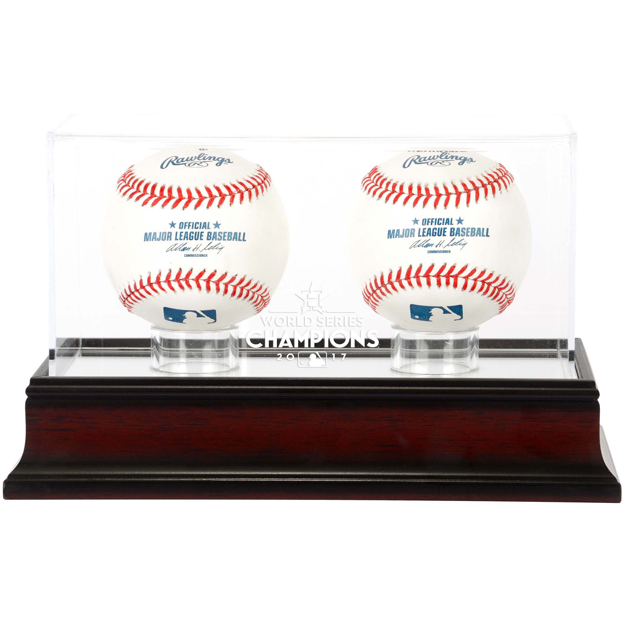 MOU ASTROS MAHOG WS17 CHAMPS 2-BASEBALL DISPLAY CASE COLCAS