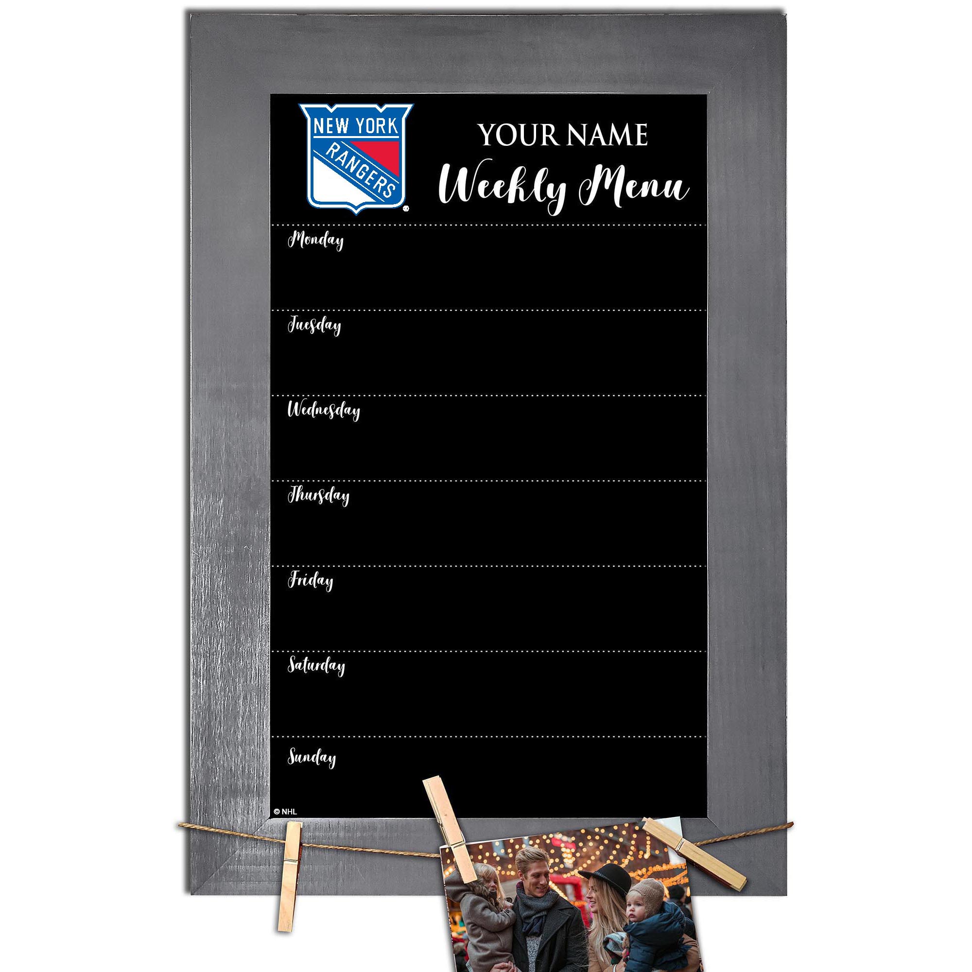 New York Rangers 11" x 19" Personalized Team Weekly Chalkboard with Frame