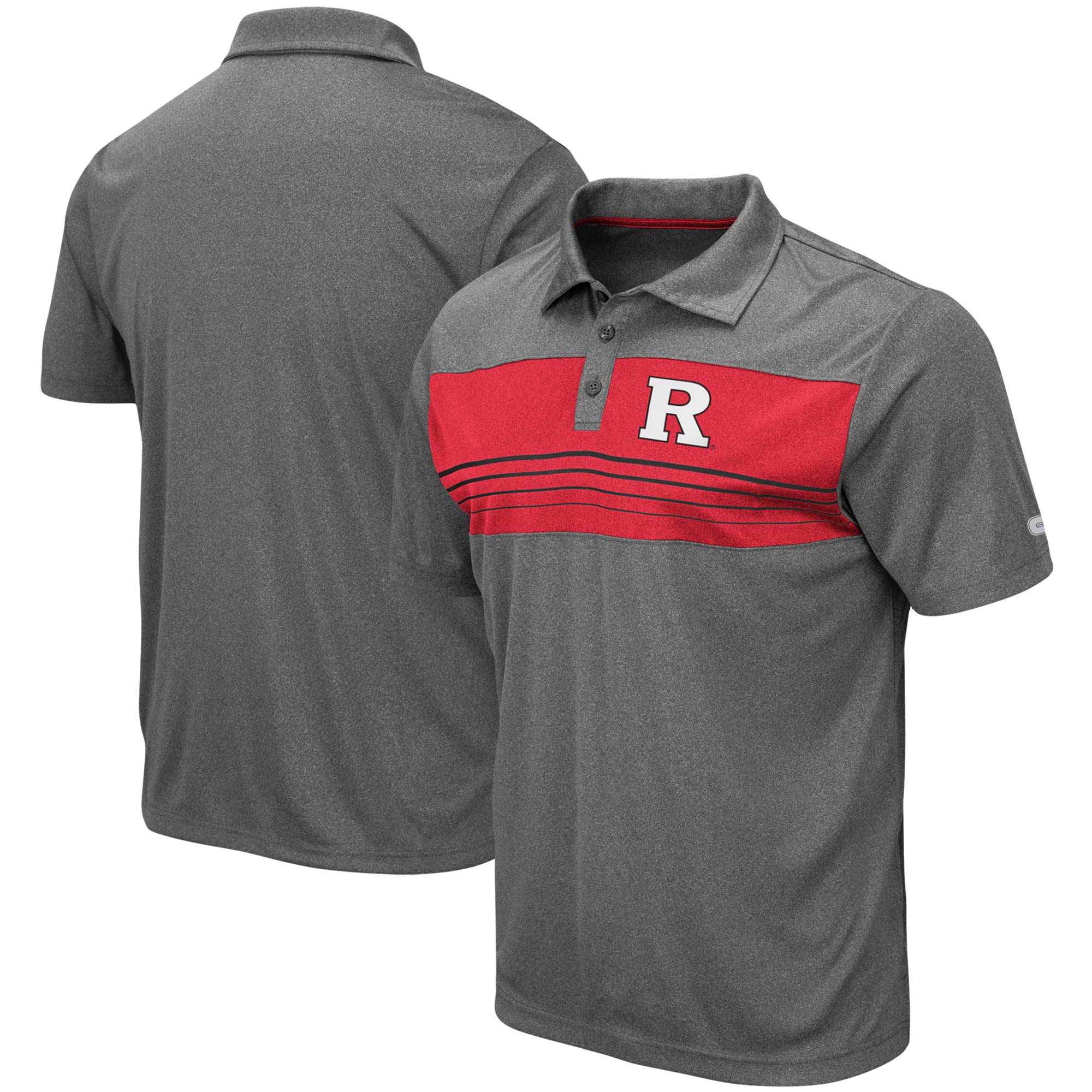 Men's Colosseum Heathered Charcoal Rutgers Scarlet Knights Smithers Polo