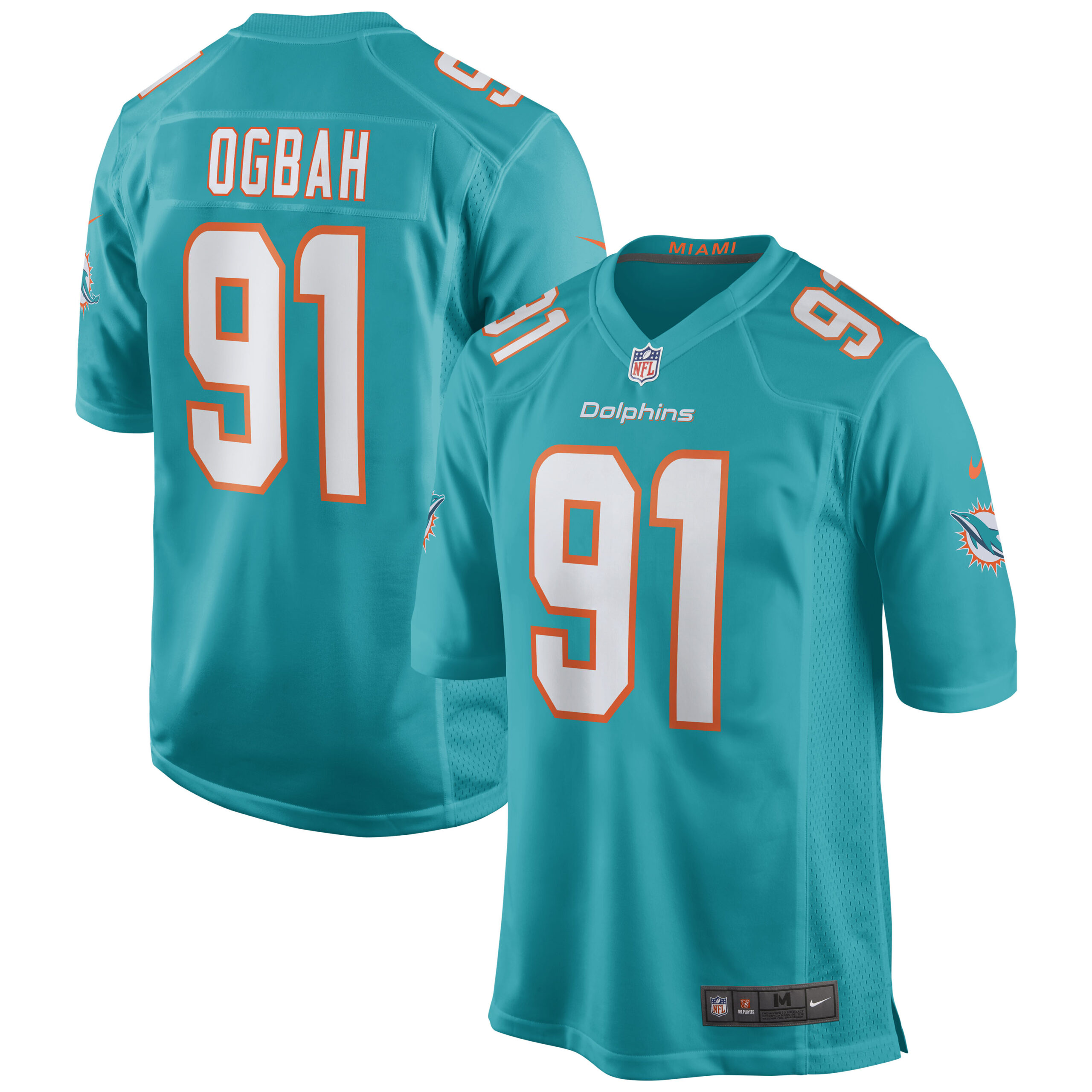 Men's Nike Emmanuel Ogbah Aqua Miami Dolphins Game Jersey