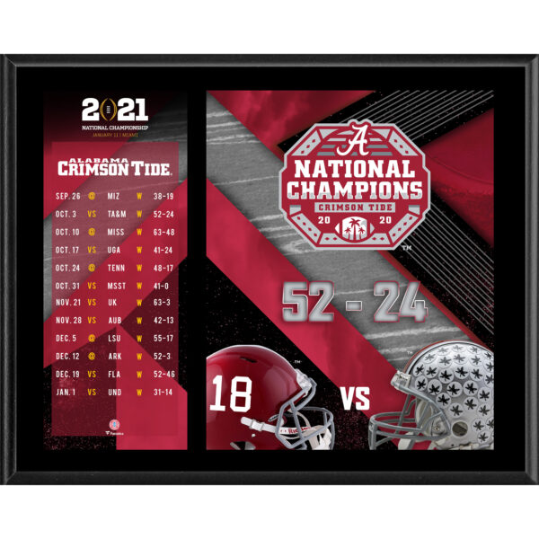 Alabama Crimson Tide 12" x 15" College Football Playoff 2020 National Champions Sublimated Plaque