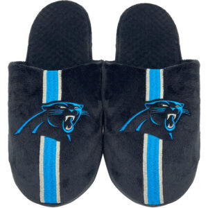 Men's FOCO Carolina Panthers Striped Team Slippers