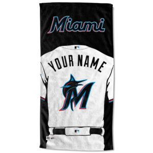 Miami Marlins 30'' x 60'' Personalized Beach Towel