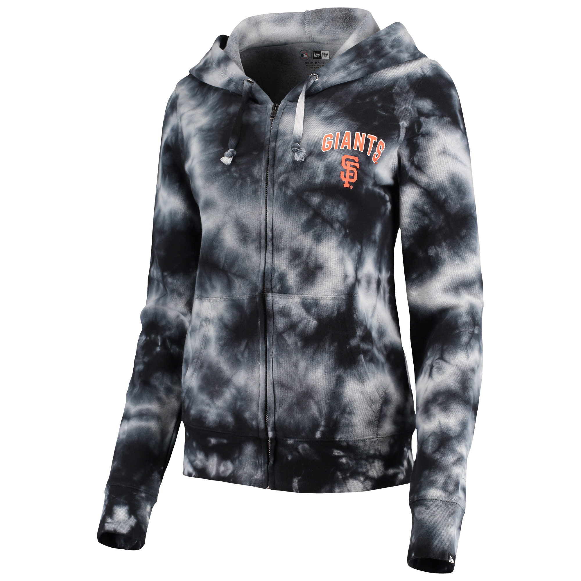 Women's New Era Black San Francisco Giants Tie-Dye Fleece Full-Zip Hoodie - Image 3