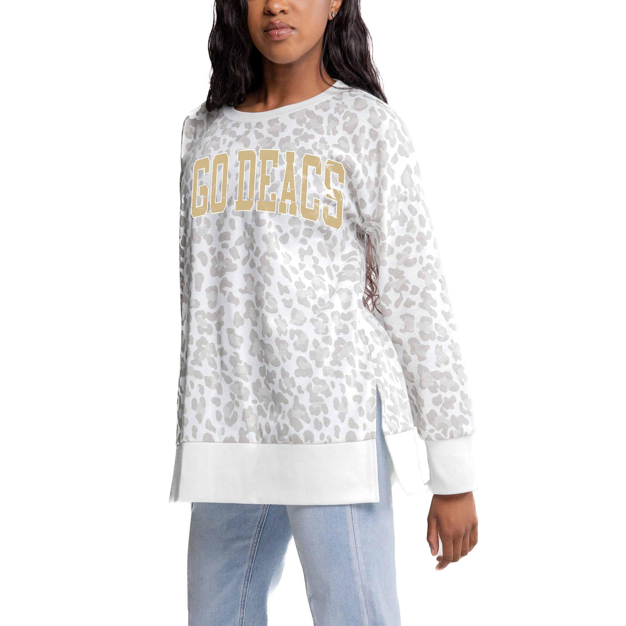 Women's Gameday Couture Gray Wake Forest Demon Deacons Side-Slit French Terry Crewneck Sweatshirt