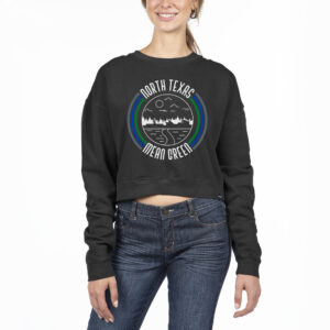 Women's Uscape Apparel Black North Texas Mean Green Pigment Dyed Fleece Crop Crewneck Sweatshirt
