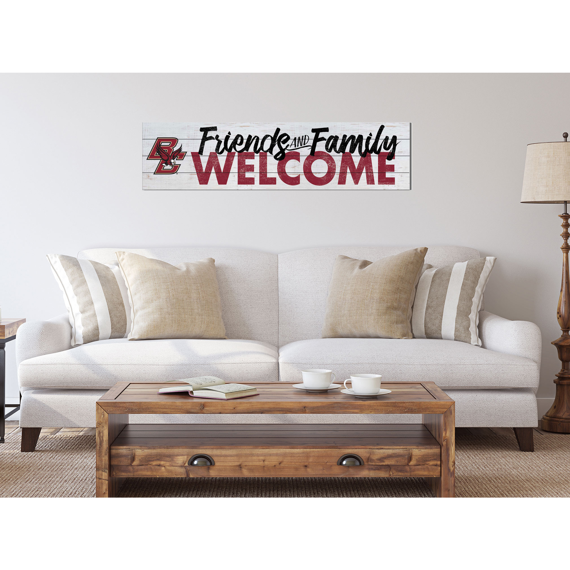 White Boston College Eagles 10'' x 40'' Friends & Family Welcome Sign - Image 3