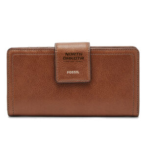 Women's Fossil Brown North Dakota Leather Logan RFID Tab Clutch