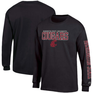 Men's Russell Black Washington State Cougars Sleeve Hit Long Sleeve T-Shirt