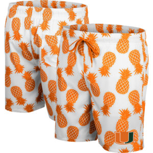 Men's Colosseum White/Orange Miami Hurricanes Pineapple Swim Shorts
