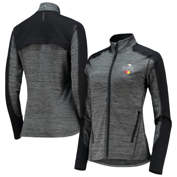 Women's Levelwear Black Arnold Palmer Invitational Aura Space-Dye Raglan Full-Zip Top