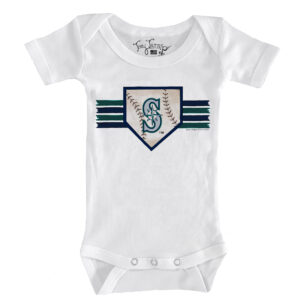 Infant Tiny Turnip White Seattle Mariners Base Stripe Bodysuit