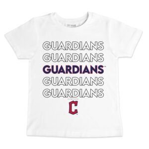 Infant Tiny Turnip White Cleveland Guardians Stacked T-Shirt
