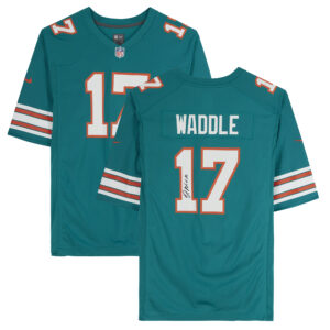 Jaylen Waddle Aqua Miami Dolphins Autographed Nike Throwback Game Jersey
