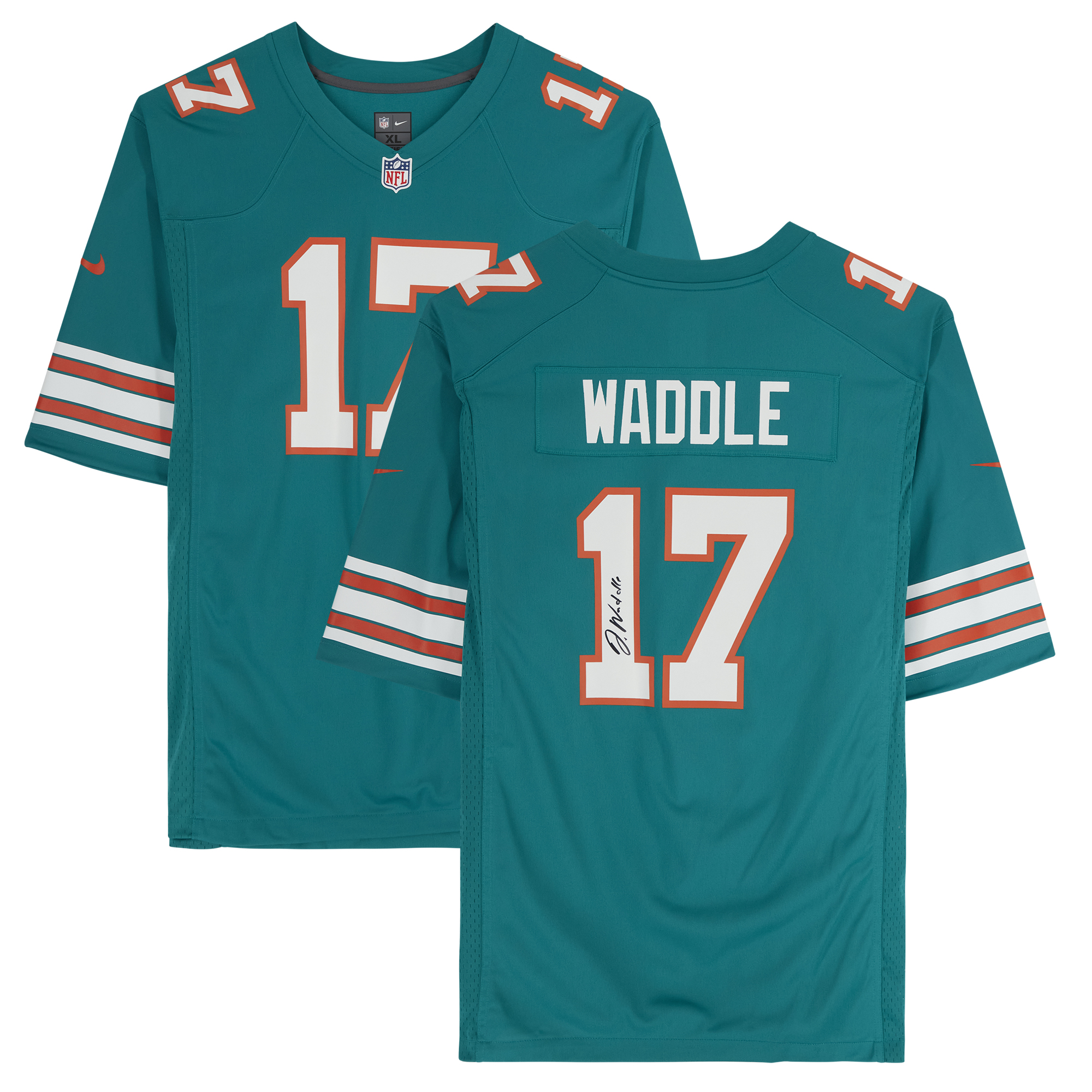 Jaylen Waddle Aqua Miami Dolphins Autographed Nike Throwback Game Jersey