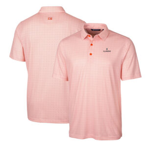 Men's Cutter & Buck Orange Illinois Fighting Illini Big & Tall Pike Double Dot Print Stretch Polo