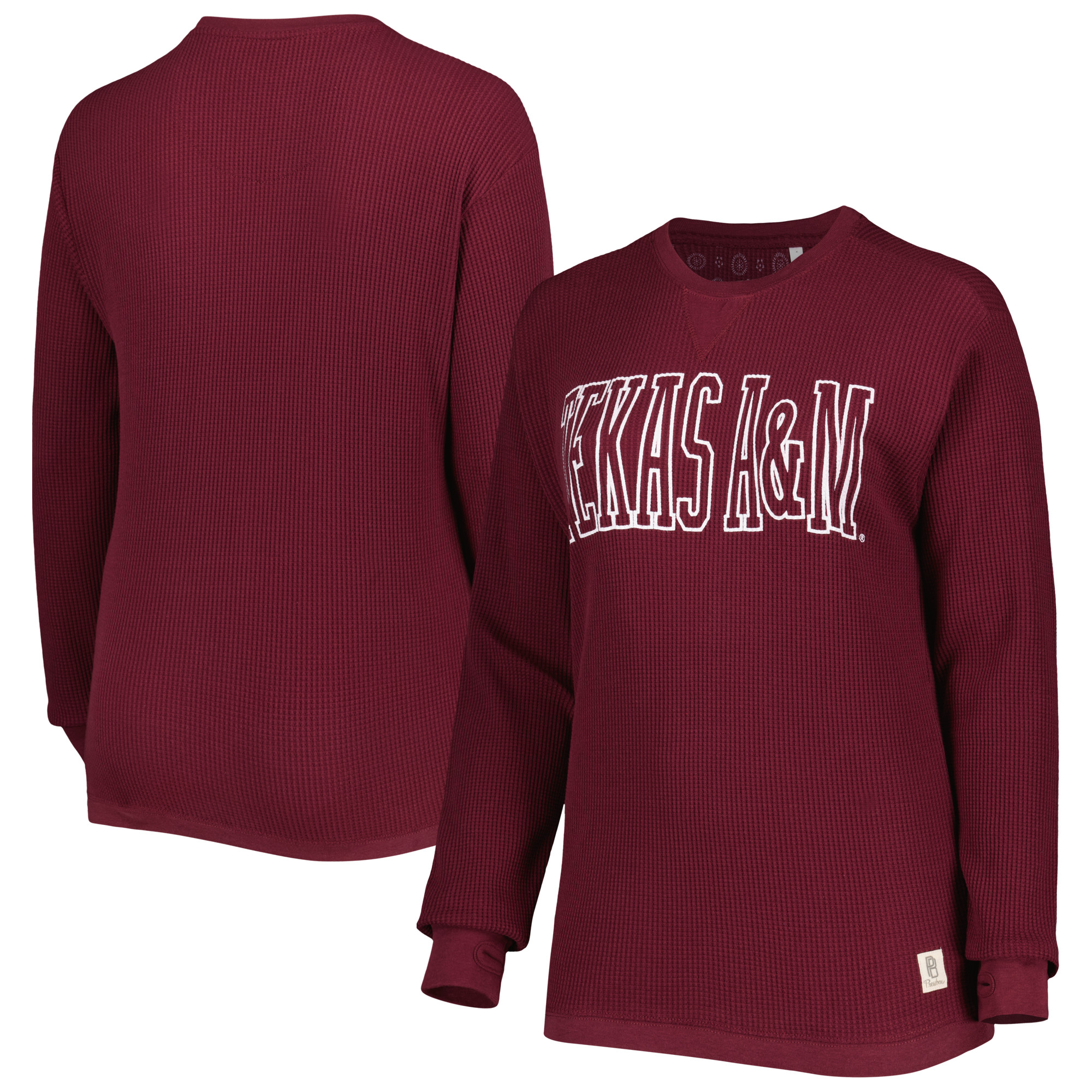 Women's Pressbox Maroon Texas A&M Aggies Surf Plus Size Southlawn Waffle-Knit Thermal Tri-Blend Long Sleeve T-Shirt - Image 2