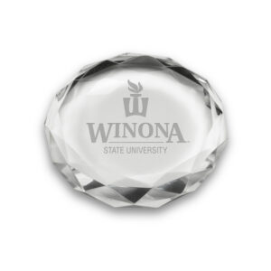 Winona State Warriors 3'' Optic Crystal Faceted Paperweight