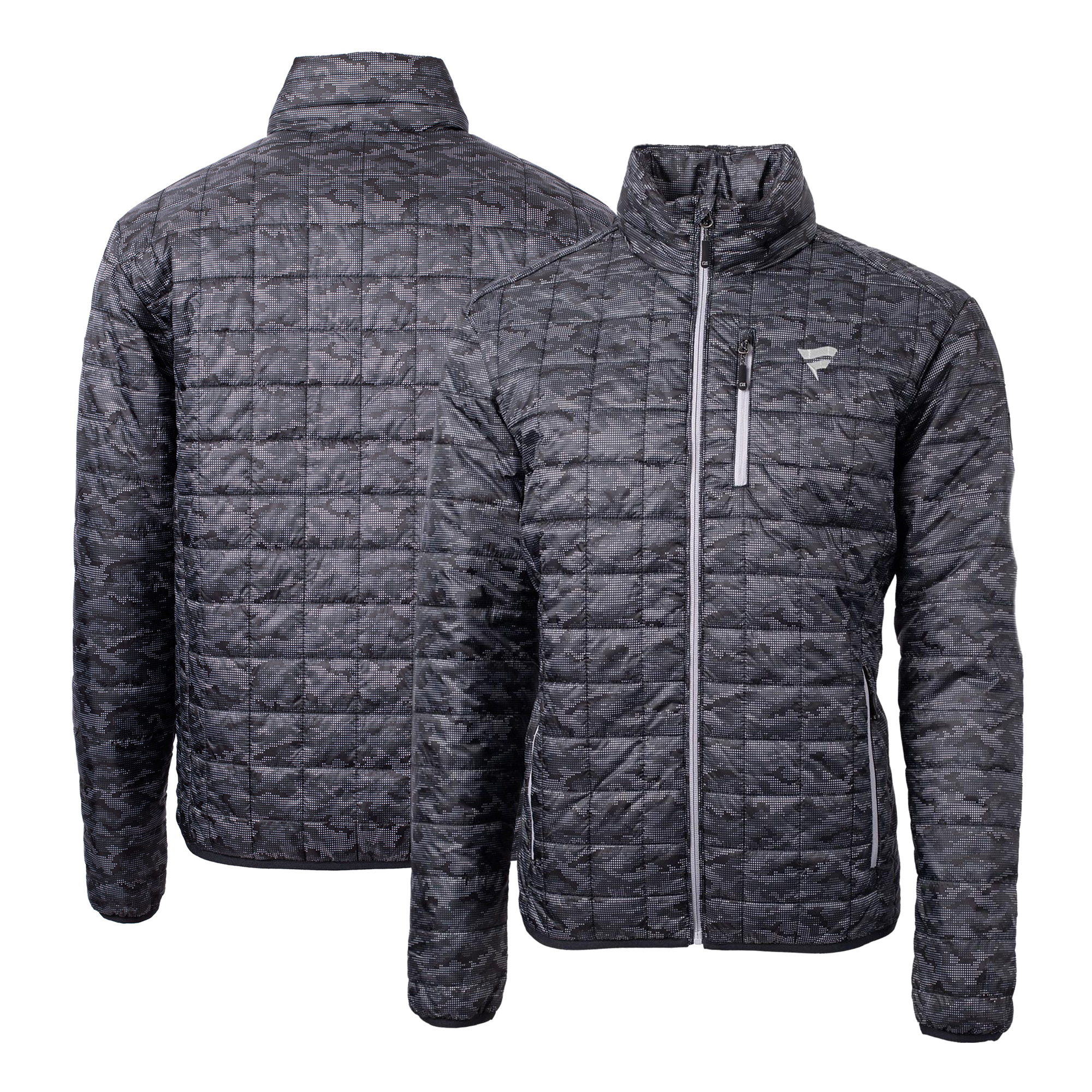 Men's Cutter & Buck Black Fanatics Corporate Rainier Eco Insulated Full-Zip Printed Puffer Jacket