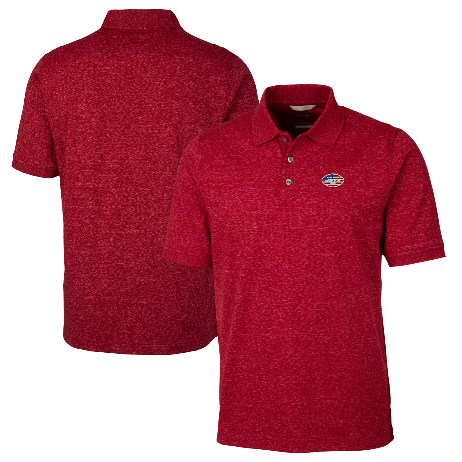Men's Cutter & Buck Heathered Red New York Jets Americana Advantage Space Dye Tri-Blend Polo - Image 5