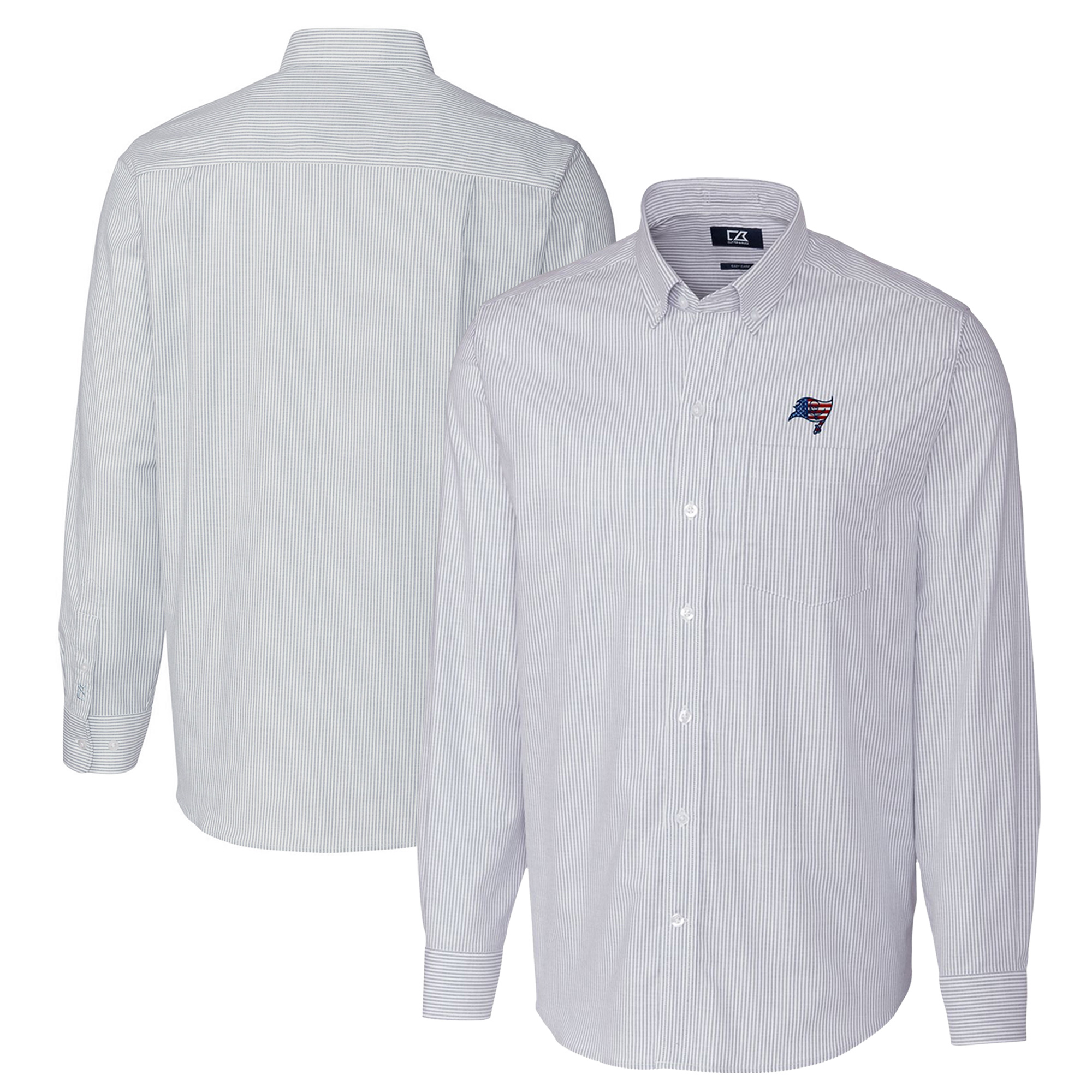 Men's Cutter & Buck Light Blue Tampa Bay Buccaneers Big & Tall Stretch Oxford Stripe Long Sleeve Button-Down Shirt