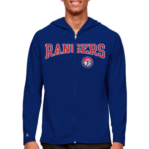 Men's Antigua Royal Texas Rangers Wordmark Legacy Full-Zip Hoodie