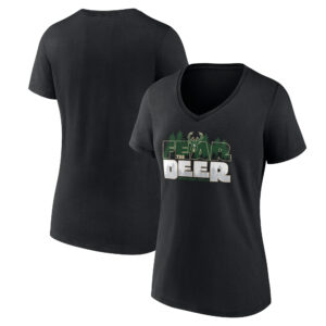 Women's Black Milwaukee Bucks Core Hometown V-Neck T-Shirt