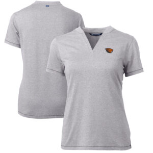 Women's Cutter & Buck Heather Gray Oregon State Beavers Forge Blade V-Neck Top