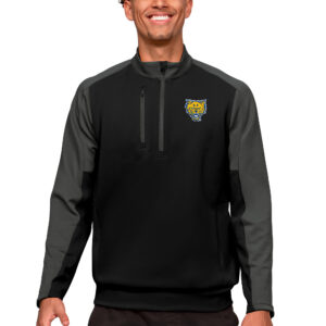 Men's Antigua Black/Charcoal Fort Valley State Wildcats Team Quarter-Zip Pullover Top