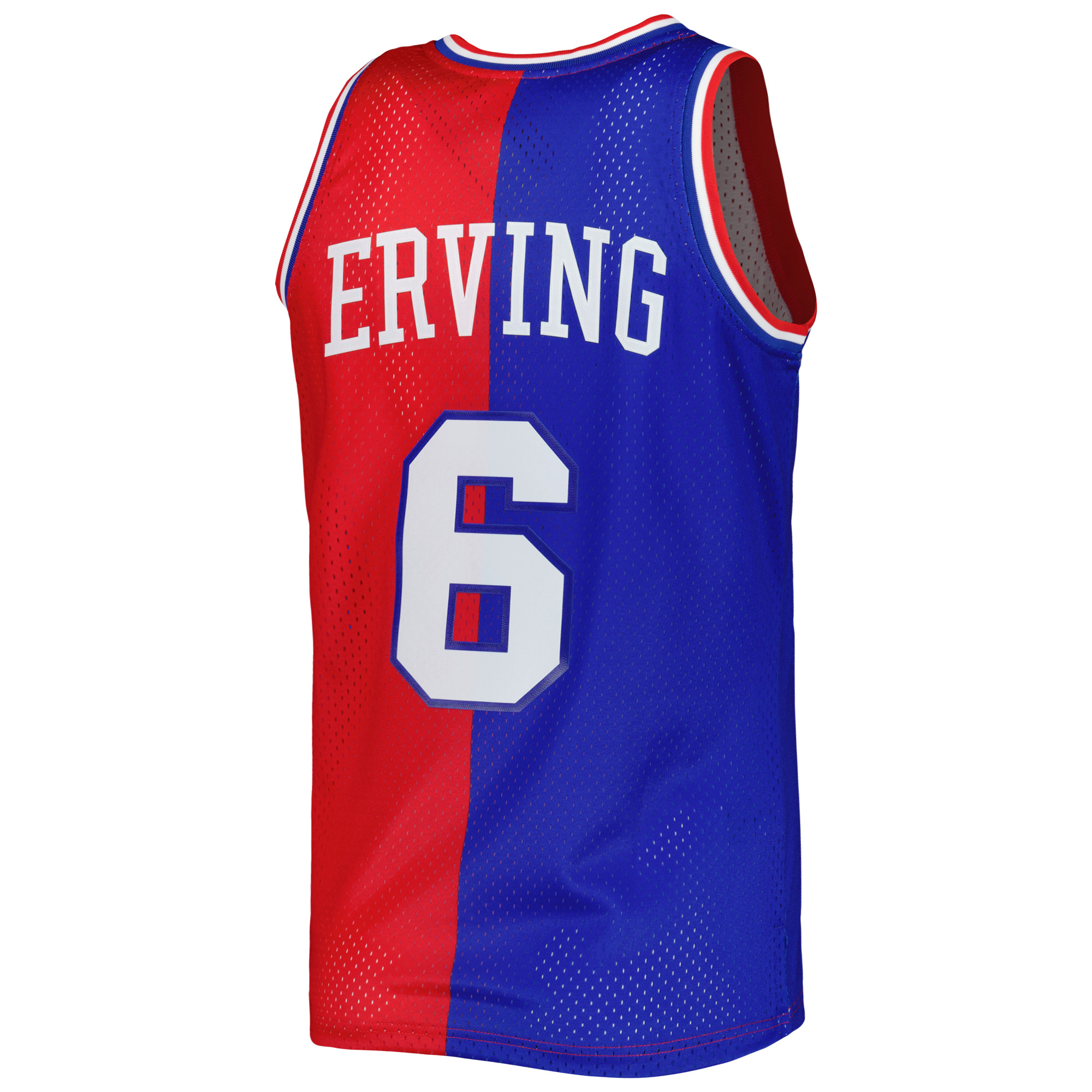 Men's Mitchell & Ness Julius Erving Royal/Red Philadelphia 76ers Hardwood Classics 1982/83 Split Swingman Jersey - Image 8