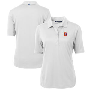 Women's Cutter & Buck White Denver Broncos Throwback Logo Virtue Eco Pique Recycled Polo