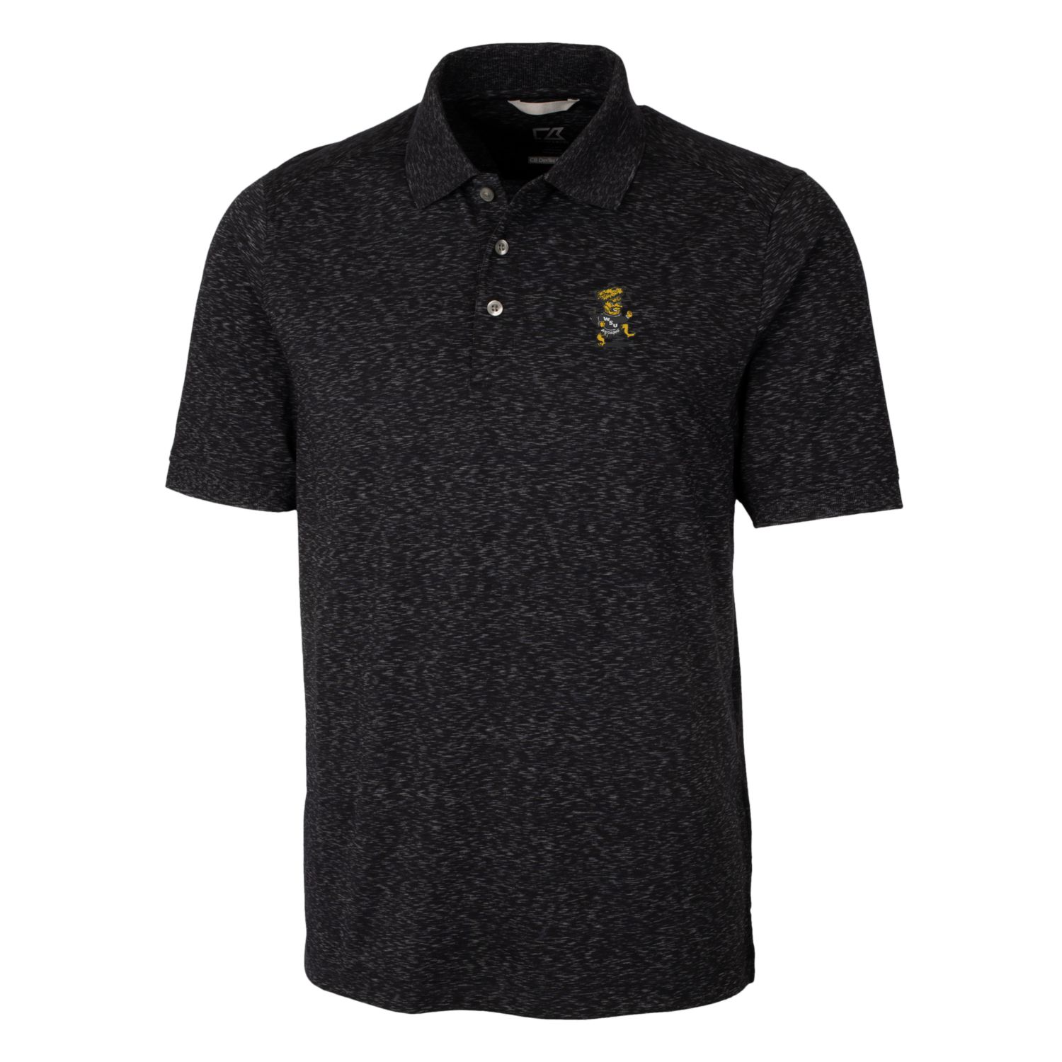 Men's Cutter & Buck Black Wichita State Shockers Vault Advantage Tri-Blend Space Dye Big & Tall Polo - Image 3