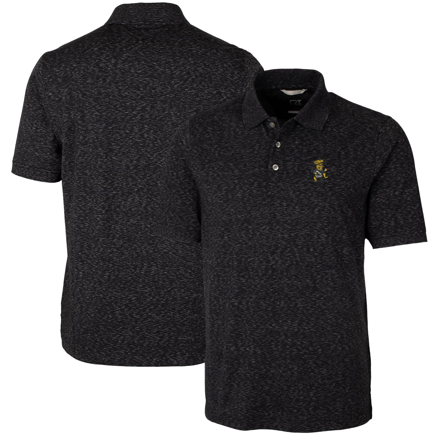 Men's Cutter & Buck Black Wichita State Shockers Vault Advantage Tri-Blend Space Dye Big & Tall Polo
