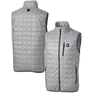 Men's Cutter & Buck Gray Georgetown Hoyas Team Logo Big & Tall Rainier PrimaLoft Eco Insulated Full-Zip Puffer Vest