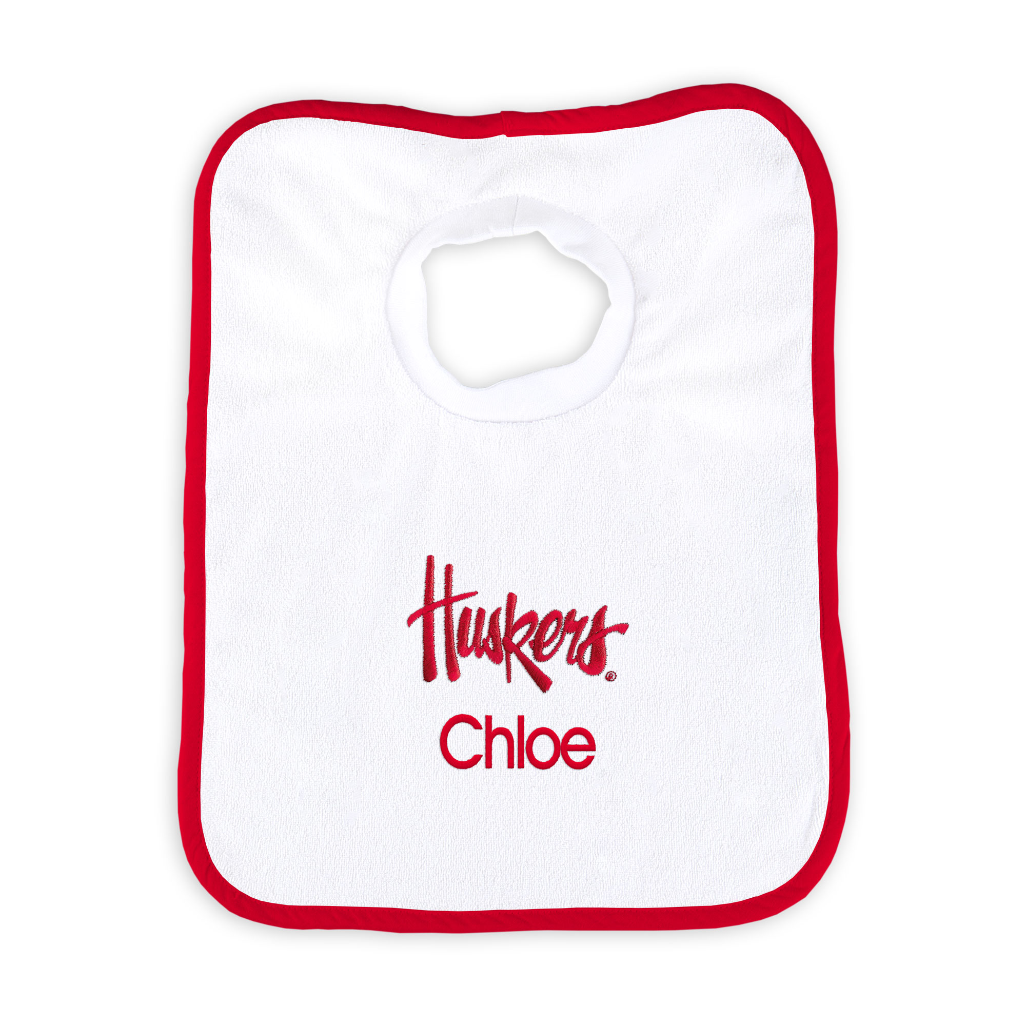 Newborn & Infant White Nebraska Huskers Personalized Bib