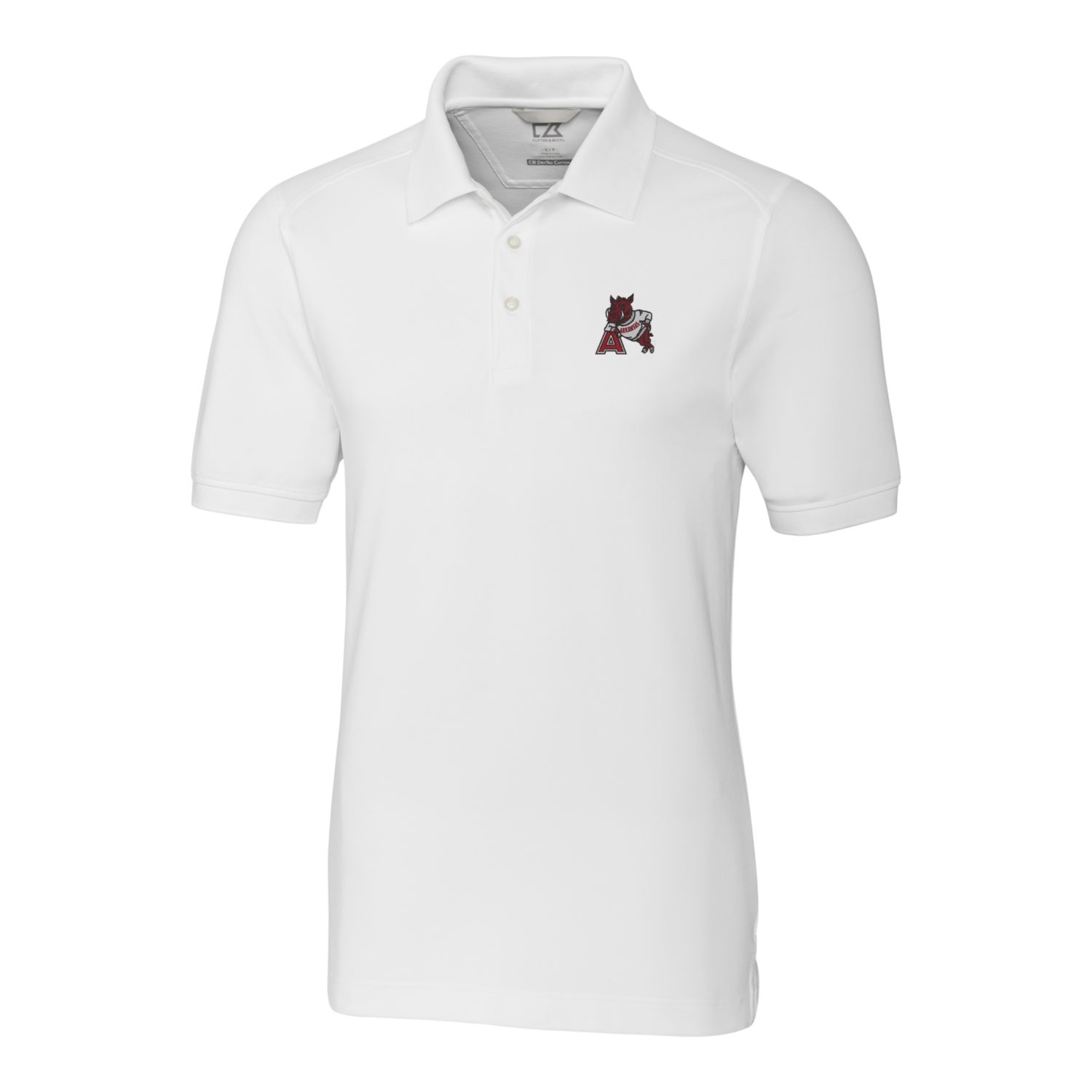 Men's Cutter & Buck White Arkansas Razorbacks Advantage Tri-Blend DryTec Pique Polo - Image 3