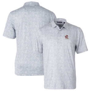 Men's Cutter & Buck Gray Louisville Cardinals Pike Constellation Stretch Polo