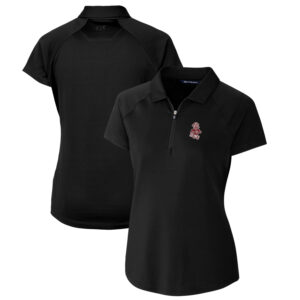 Women's Cutter & Buck Black Washington State Cougars Forge Stretch Polo